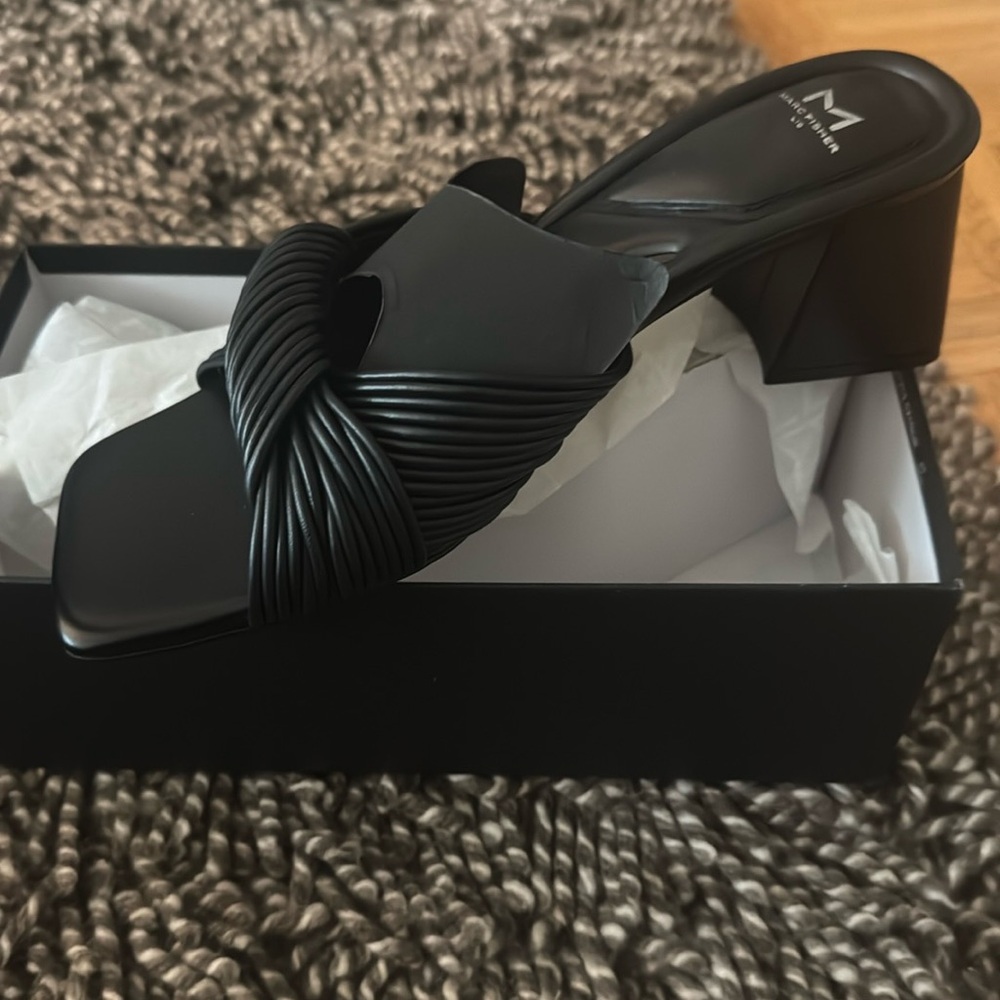 Marc Fisher Black Knotted Mules